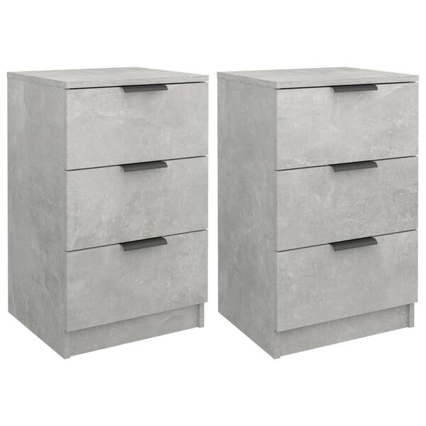 vidaXL Bedside Cabinets 2 pcs Concrete Grey 40x36x65 cm
