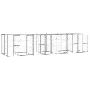 vidaXL Outdoor Dog Kennel Galvanised Steel with Roof 16.94 m&sup2;