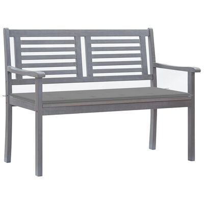 vidaXL 2-Seater Garden Bench with Cushion 120 cm Grey Eucalyptus Wood
