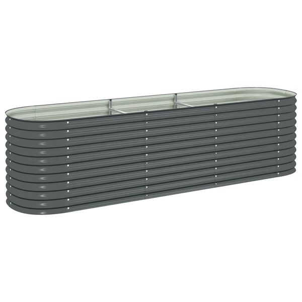 vidaXL Garden Raised Bed 320x80x81 cm Galvanised Steel Grey