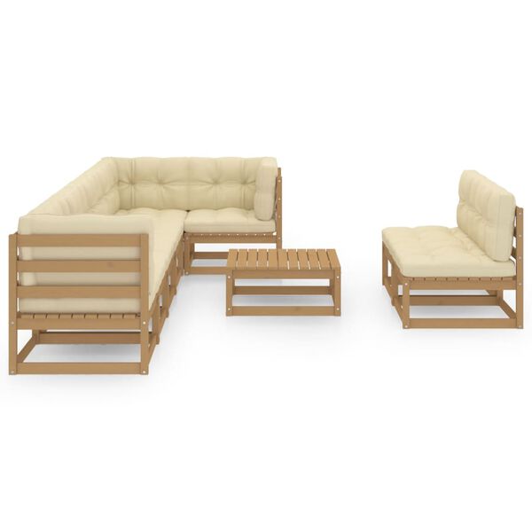 vidaXL 9 Piece Garden Lounge Set with Cushions Solid Pinewood