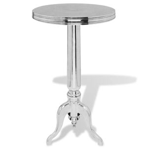 vidaXL Side Table | Silver | Aluminium | Small | Durable | Side Table | Round