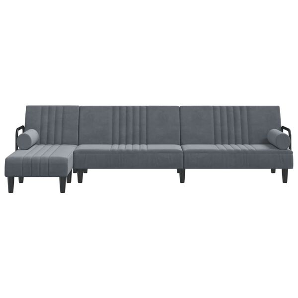 vidaXL L-shaped Sofa Bed Dark Grey 260x140x70 cm Velvet