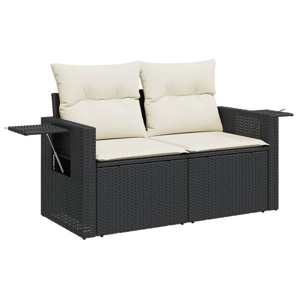 vidaXL 6 Piece Garden Sofa Set with Cushions Black Poly Rattan