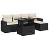 vidaXL 6 Piece Garden Sofa Set with Cushions Black Poly Rattan