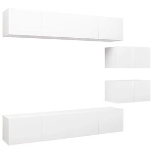 vidaXL 6 Piece TV Cabinet Set White Engineered Wood