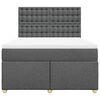 vidaXL Box Spring Bed with Mattress Dark Grey Double Fabric
