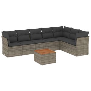 vidaXL 8 Piece Garden Sofa Set with Cushions Grey Poly Rattan