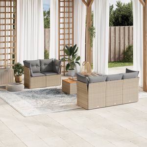 vidaXL 6 Piece Garden Sofa Set with Cushions Mix Beige Poly Rattan