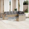 vidaXL 10 Piece Garden Sofa Set with Cushions Beige Poly Rattan