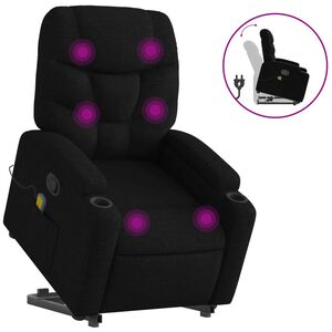 vidaXL Stand up Massage Recliner Chair Black Fabric