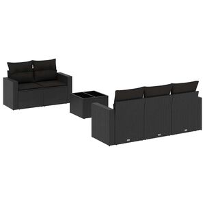 vidaXL 6 Piece Garden Sofa Set with Cushions Black Poly Rattan