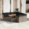 vidaXL 9 Piece Garden Sofa Set with Cushions Grey Poly Rattan