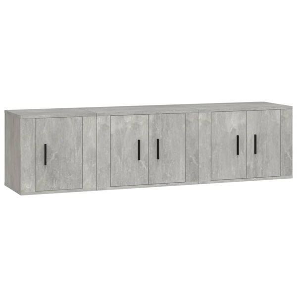 vidaXL 3 Piece TV Cabinet Set Concrete Grey Engineered Wood