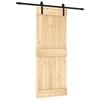 vidaXL Sliding Door Natural and Black 80 x 210 cm Solid Pine Wood