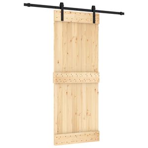 vidaXL Sliding Door Natural and Black 80 x 210 cm Solid Pine Wood
