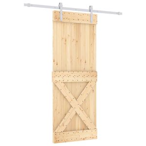 vidaXL Sliding Door 80 x 210 cm Solid Pine Wood (Untreated)