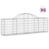 vidaXL Arched Gabion Baskets 6 pcs 200x30x60/80 cm Galvanised Iron