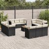 vidaXL 13 Piece Garden Sofa Set with Cushions Black Poly Rattan