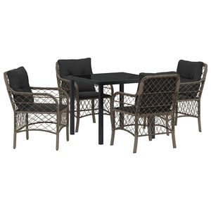 vidaXL Garden Dining Set 5 pcs Grey Poly Rattan