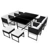 vidaXL 11 Piece Outdoor Dining Set with Cushions Poly Rattan Black
