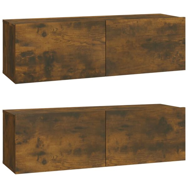 vidaXL Wall TV Cabinets 2 pcs Smoked Oak 100x30x30 cm Engineered Wood