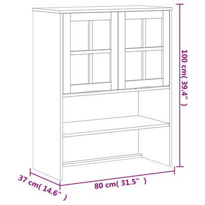 vidaXL Highboard with Glass Doors FLAM 80x40x180 cm Solid Wood Pine