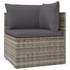 vidaXL Garden Corner Sofa with Cushion Grey 57x57x56 cm Poly Rattan