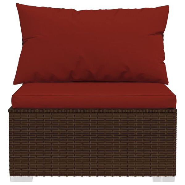 vidaXL 3 Piece Garden Lounge Set with Cushions Poly Rattan Brown