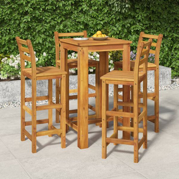 vidaXL 5 Piece Garden Bar Set Solid Wood Acacia