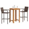 vidaXL 3 Piece Garden Bar Set Brown Solid Wood Acacia and Poly Rattan