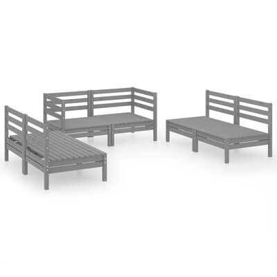 vidaXL 6 Piece Garden Lounge Set Grey Solid Pinewood