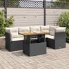 vidaXL 6 Piece Garden Sofa Set with Cushions Black Poly Rattan