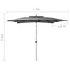 vidaXL 3-Tier Garden Parasol with Aluminium Pole Anthracite 2.5x2.5 m