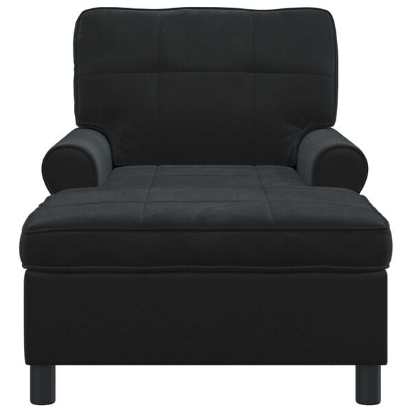 vidaXL Chaise Lounge with Cushion Black 91 x 157 x 91 cm Velvet