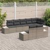 vidaXL Garden Sofa Set with Cushion 8 pcs Grey Poly Rattan