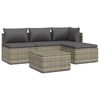 vidaXL 5 Piece Garden Lounge Set with Cushions Grey Poly Rattan