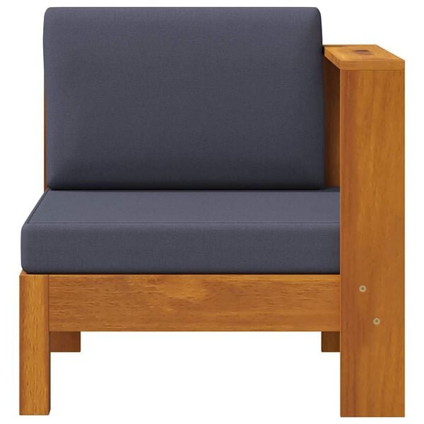 vidaXL Middle Sofa with 1 Armrest Dark Grey Solid Acacia Wood