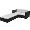 vidaXL 3 Piece Garden Lounge Set with Cushions Poly Rattan Black