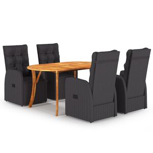 vidaXL 5 Piece Garden Dining Set Black