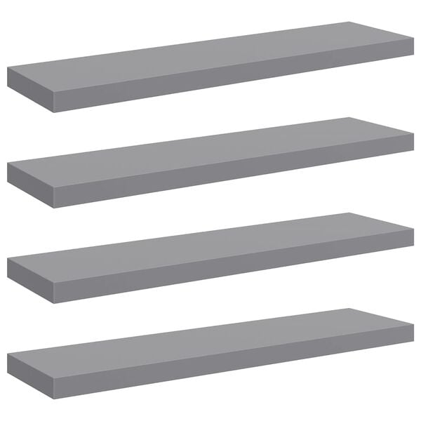 vidaXL Floating Wall Shelves 4 pcs Grey 90x23.5x3.8 cm MDF