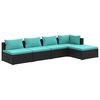 vidaXL 5 Piece Garden Lounge Set with Cushions Poly Rattan Black