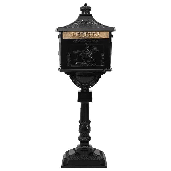 vidaXL Standing Mailbox Black 42.5 x 29.5 x 117 cm Cast Aluminum