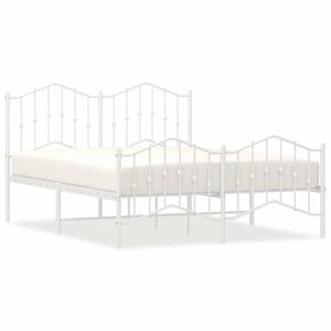 vidaXL Metal Bed Frame without Mattress with Footboard White 135x190cm