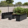 vidaXL Garden Sofa Set with Cushion 11 pcs Black Poly Rattan