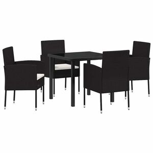 vidaXL Garden Dining Set 5 pcs Black Poly Rattan