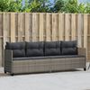 vidaXL Sun Lounger with Cushions Grey Poly Rattan