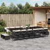 vidaXL 17 Piece Garden Dining Set with Cushions Black Poly Rattan