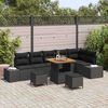 vidaXL Garden Sofa Set with Cushion 9 pcs Black Poly rattan