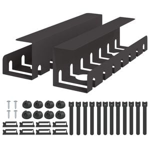 vidaXL Under Desk Cable Management Tray 2 pcs Black 43 x 10 x 10 cm